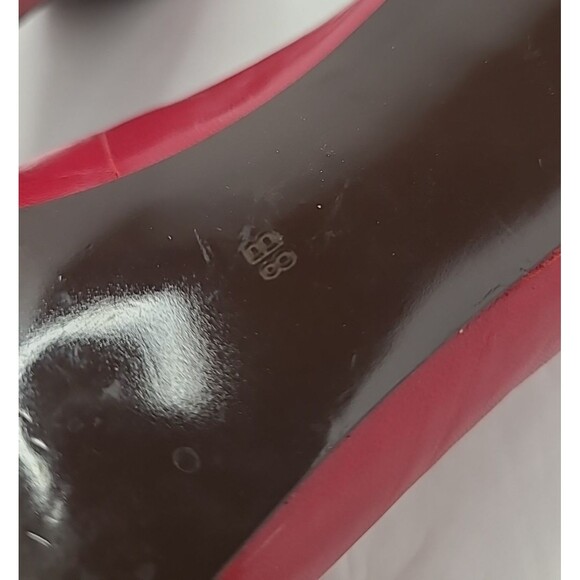 Lauren Ralph Lauren Peep toe Leather Red Peep Toe Heels Size 8 Office Career - Picture 9 of 11